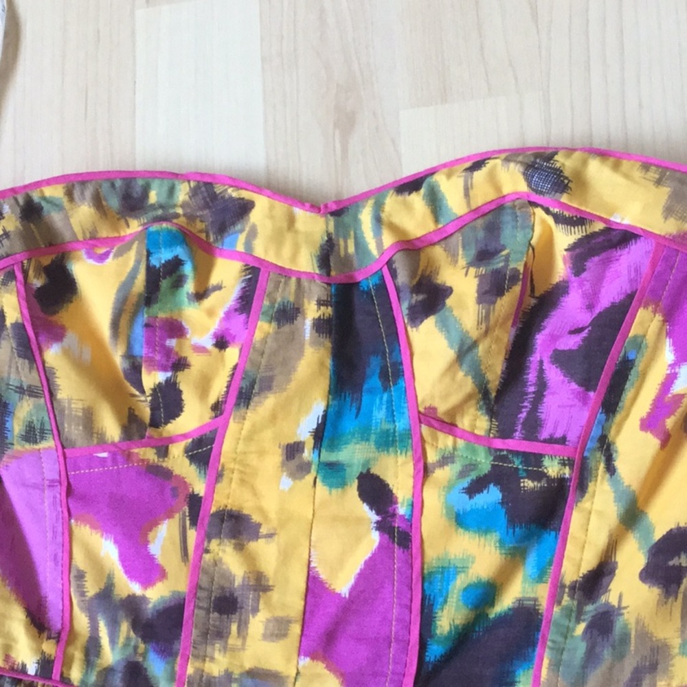 Anthropologie Aryn K Bright Strapless Dress Size S